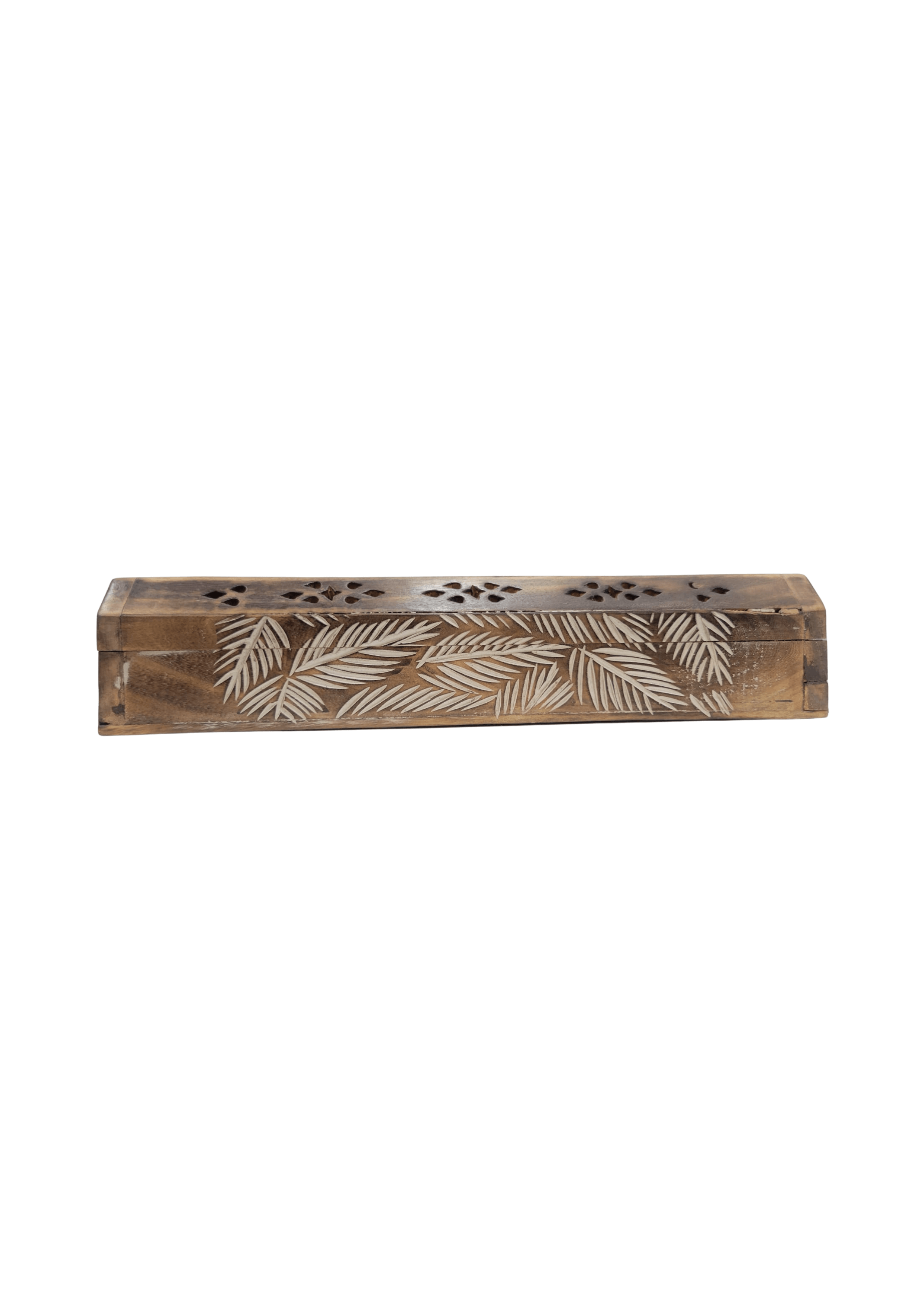 CB 02 Carved Leaves Incense Coffin Box - Front